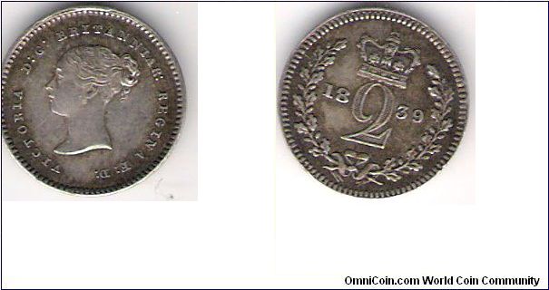 2 pence, Queen Victoria Maundy money.