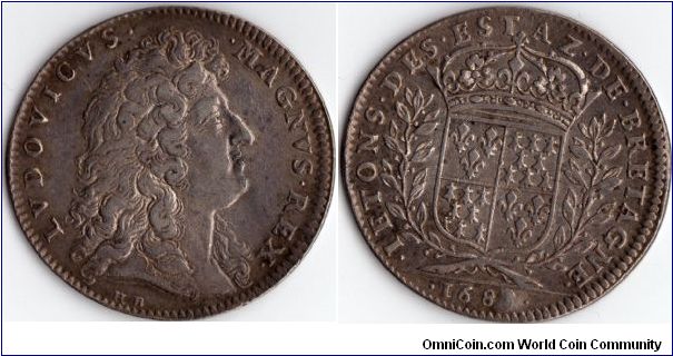 1683/1 dated silver jeton issued for the Brittany administration