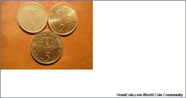 FAO set 1995,
1 denar,2 denari,5 denari