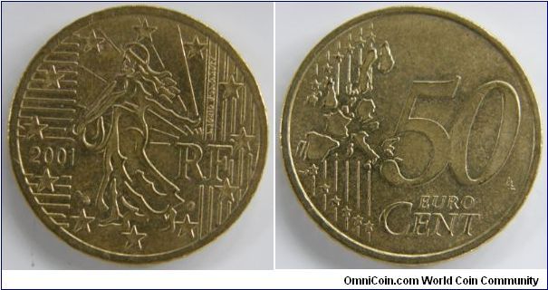 50 cent euro 
France: The sower, a theme carried over from the former franc.
Thanks to Margie and Ross