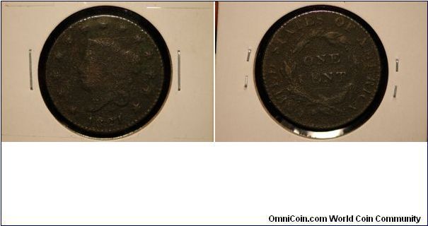 1821 Large Cent, Heavy Corrosion, Key Date.
$25