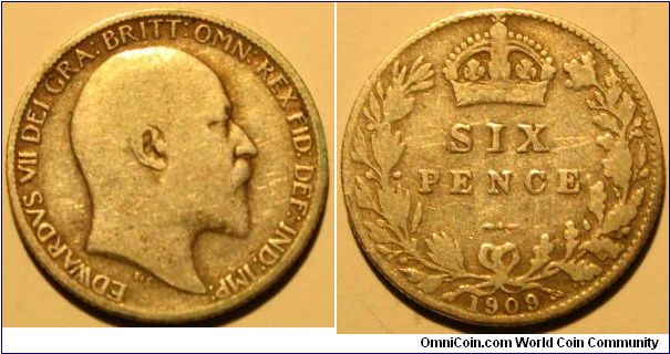 6 Pence, Edward VII, Silver