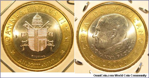 1000 Lire, Pope J.P.II, Bimetal