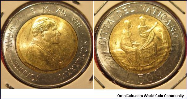 500 Lire, Pope J.P.II, Bimetal