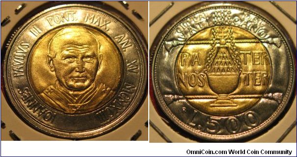 500 Lire, Pope J.P.II, Bimetal