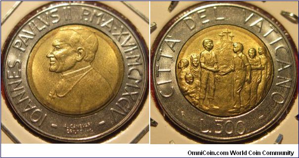 500 Lire, Pope J.P.II, Bimetal