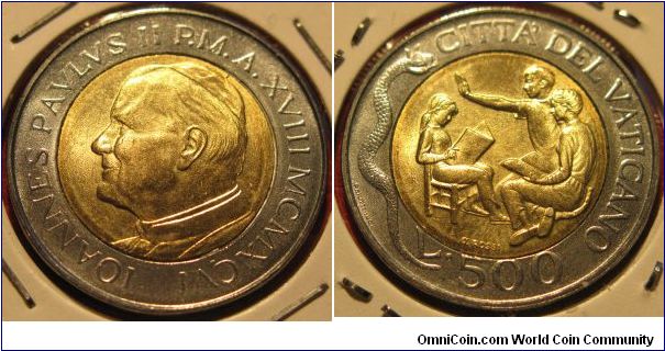 500 Lire, Pope J.P.II, Bimetal