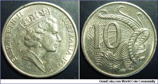 Australia 1993 10 cents. Still in nice condition.