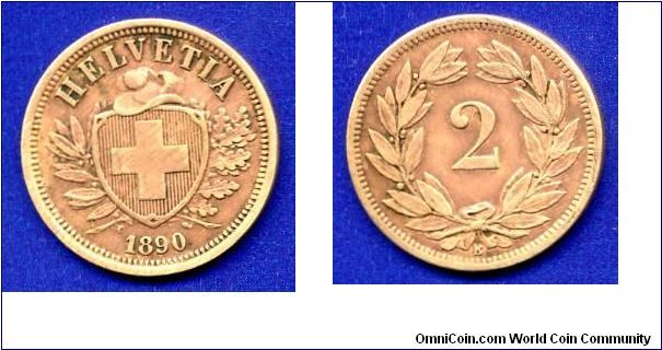 2 rappen.
Helvetia.
(B) Bern mint.

Br.