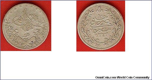 1 qirsh
in the name of Abdul Hamid II
accession year 1293AH
regnal year 10
0.833 silver