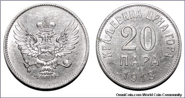 MONTENEGRO (KINGDOM)~20 Para 1913.