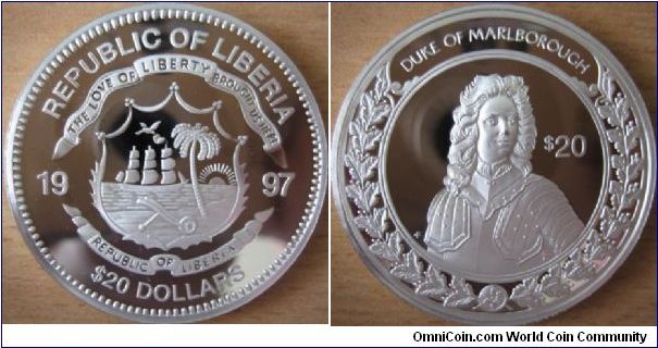 20 Dollars - Duke of Marlborough (1650 - 1722) - 31.1 g Ag 925 Proof - unknown mintage