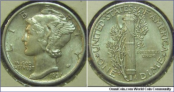 1937 Mercury Dime