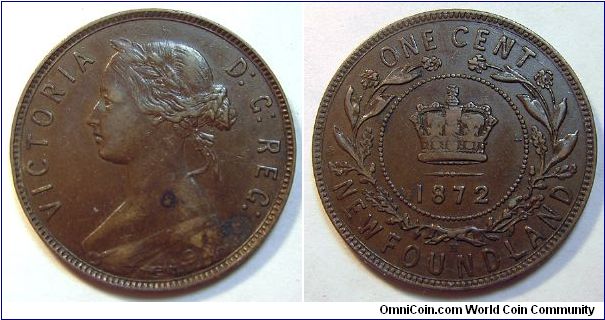 1872H Newfoundland One Cent