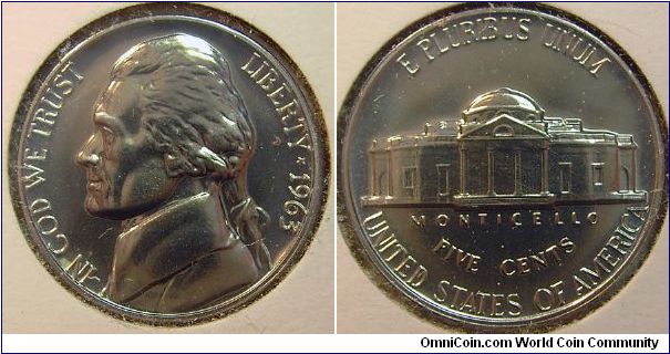 1963 Jefferson Nickel Proof