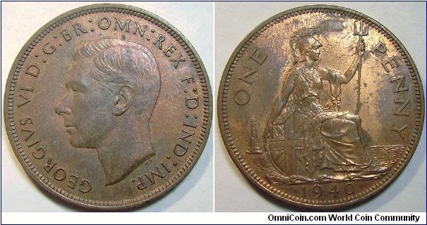 1940 George VI, One Penny