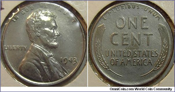 1943 Lincoln Cent, Doubled Die Obverse, Strong Extra Thickness of Liberty, Motto and Date, Cleaned, VF Detail