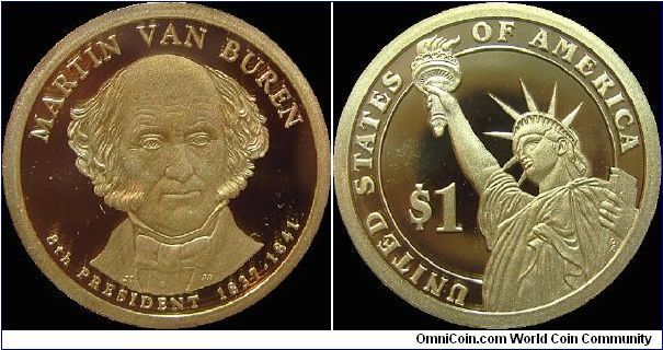 2008S $1 Proof, Martin Van Buren, 8th President, (1837-1841)
