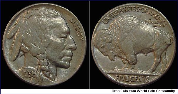 1936S Indian Head Nickel (Buffalo)