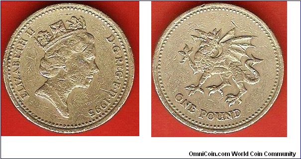 1 pound
Welsh design: heraldic dragon
effigy of Elisabeth II by Raphael Makhlouf
nickel-brass