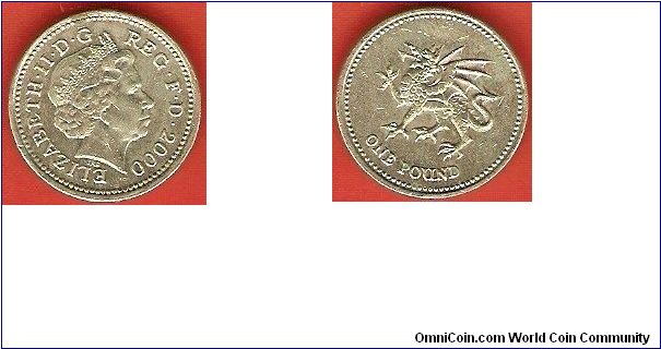1 pound
Welsh design: heraldic dragon
effigy of Elisabeth II by Ian Rank-Broadley
nickel-brass