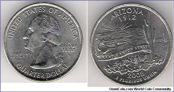 25 cents/ Quarter Dollar; Arizona State