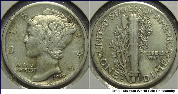 1918S Winged Liberty Head Dime (Mercury)