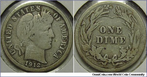 1912 Barber Dime (Liberty Head)