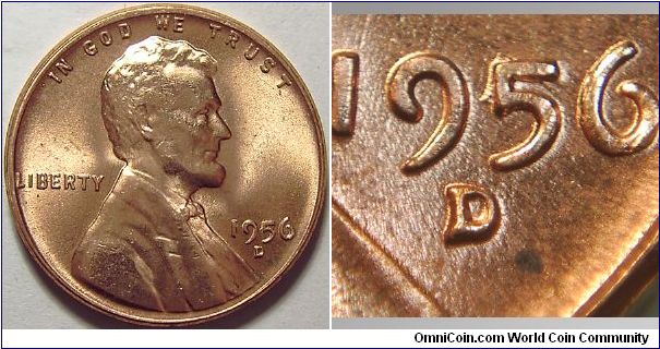 1956D Lincoln Cent, 5 over rotated 5