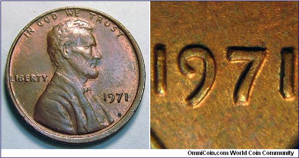 1971 Lincoln Cent, Class 2 Doubled Die Obverse