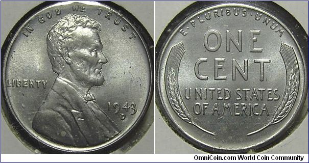 1943D Lincoln Cent (Wheat Back) (Steel)