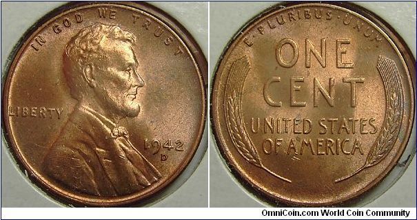 1942D Lincoln Cent, Class 2 & 5 Doubled and Tripled Die Obverse, Doubling of Liberty, Tripling of The 4 in the Date, as well as a Re-punched Mint Mark