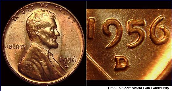 1956D Lincoln Cent, Over Mint Mark, D over S