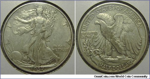 1937 Liberty Walking Half Dollar