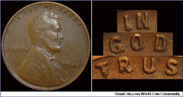 1941 Lincoln Cent, Class 1 Doubled Die Obverse