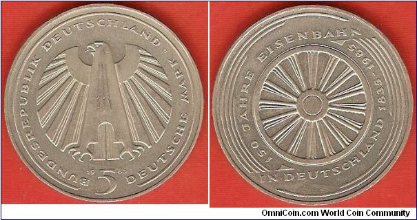 5 mark
150th anniversary of German Railway
copper-nickel