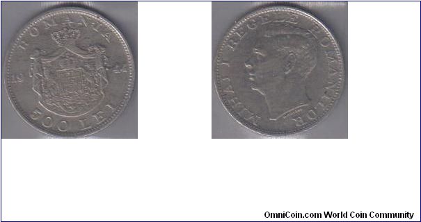 500 Lei, Mihai I Regele Romanilor (argint)