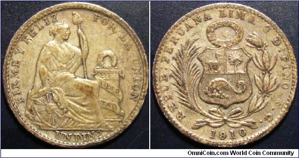 Peru 1910 1 dinero.