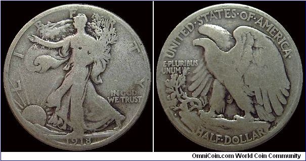 1918S Walking Liberty Half Dollar