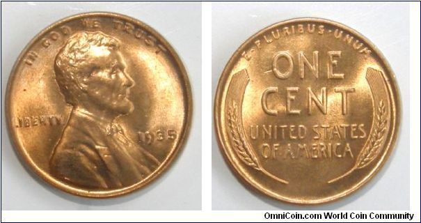 Wheat Penny 1935. This one is  Die clash on Reverse.
Found in two boxes of pennies, 1 of 10