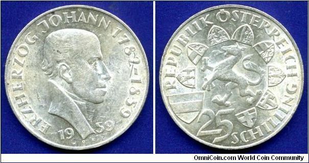25 shillings.
Austrian Republica.
Archduke Iohann Baptist Iosef Fabian Sebastian Habsburg(1782-1859). Knight of the Higher Order of the Russian Empire - the Order of St. Andrew Pervozanniy (1839).


Ag800f. 13gr.