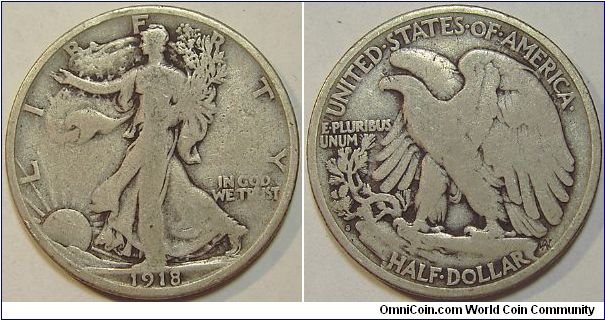 1918S Walking Liberty Half Dollar