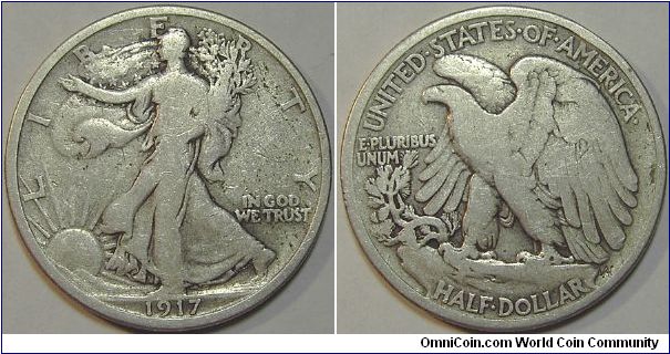 1917 Walking Liberty Half Dollar