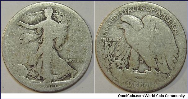 1919D Walking Liberty Half Dollar