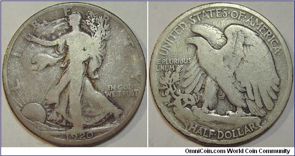 1920D Walking Liberty Half Dollar