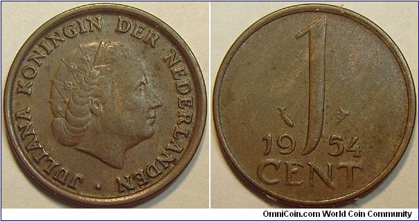 1954 Netherlands 1 Cent
