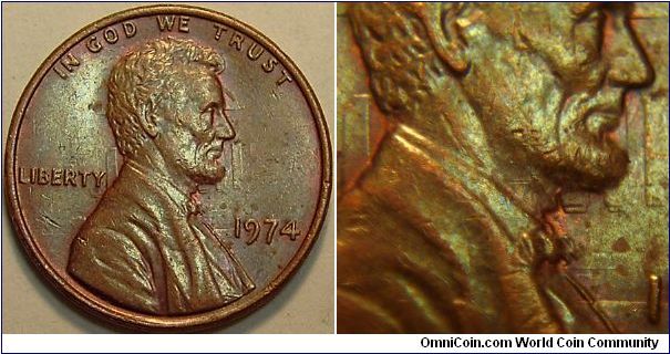 1974 Lincoln Cent, Clashed Dies