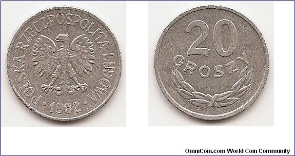 20 Groszy
Y#A47
1.0000 g., Aluminum, 20 mm. Obv: Eagle with wings open Rev:
Value above sprig Edge: Plain Note: Date varieties exist.