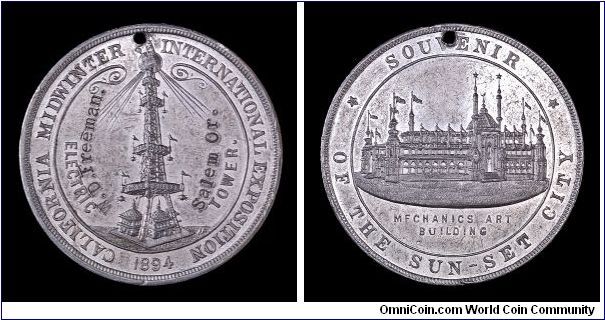 Counterstamped California Midwinter International Exposition medal.