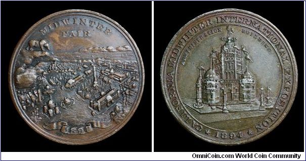 Copper plated mule of two California Midwinter International Exposition so-called dollars.